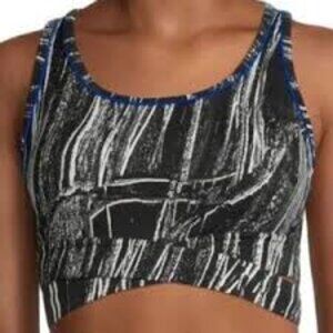 Sports Illustrated Swim Black and Blue Patterned Sports Bra